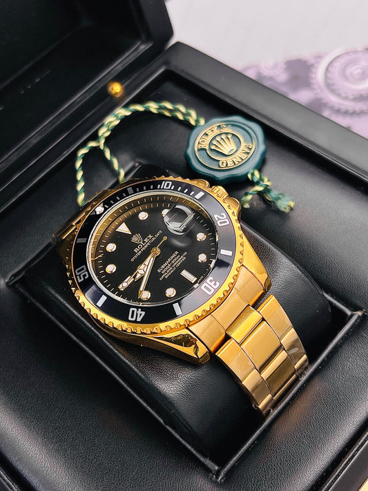 RELOJ ROLEX SUBMARINER DORADO + FONDO NEGRO