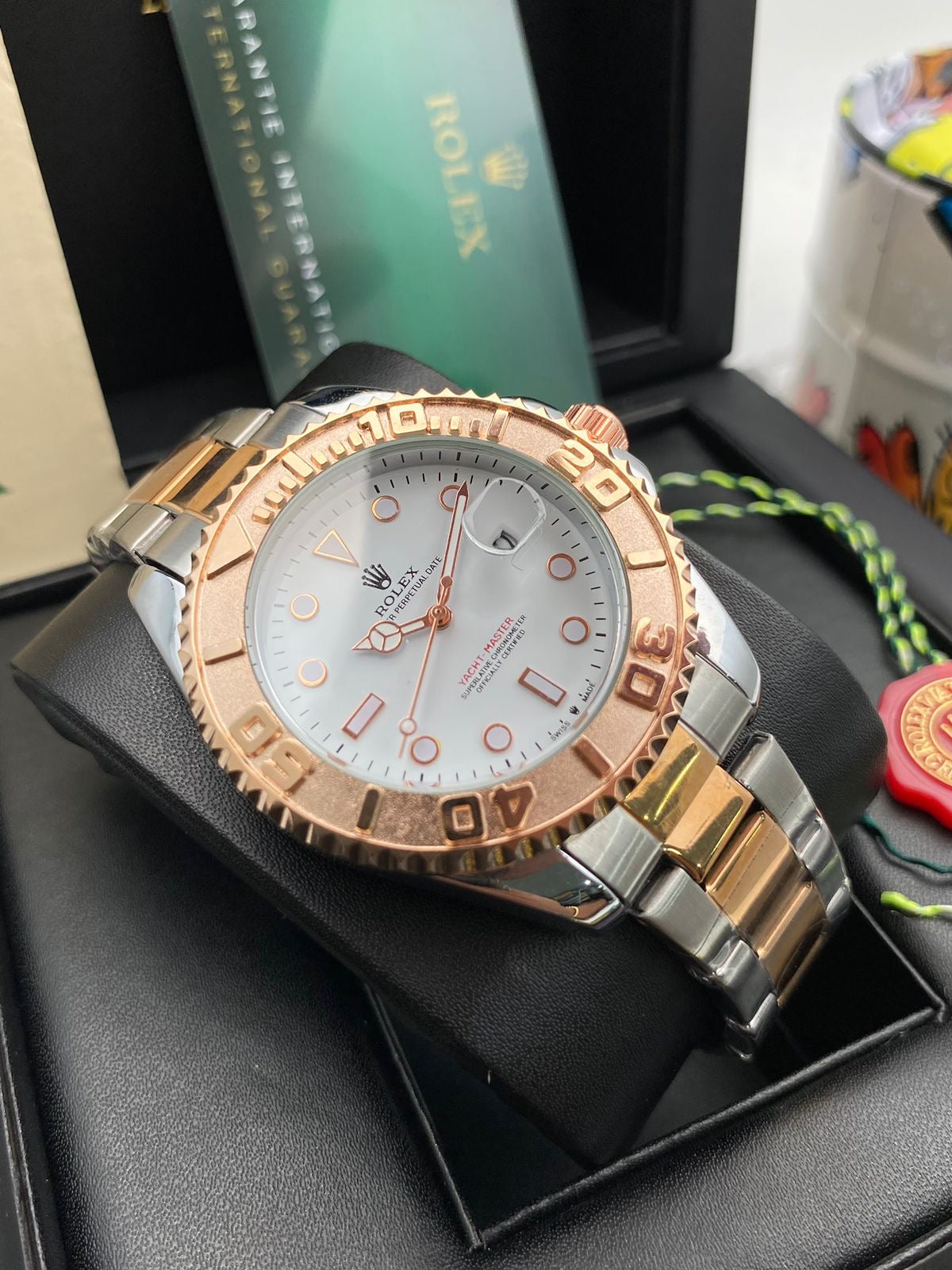 Rolex Yacht‑Master Bicolor oro rosa fondo blanco