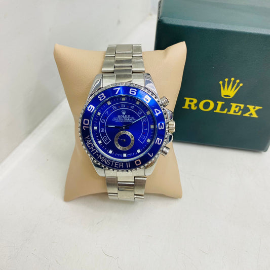 Reloj Rolex Yacht-Master 1 plateado + tab-azul + bis-azul